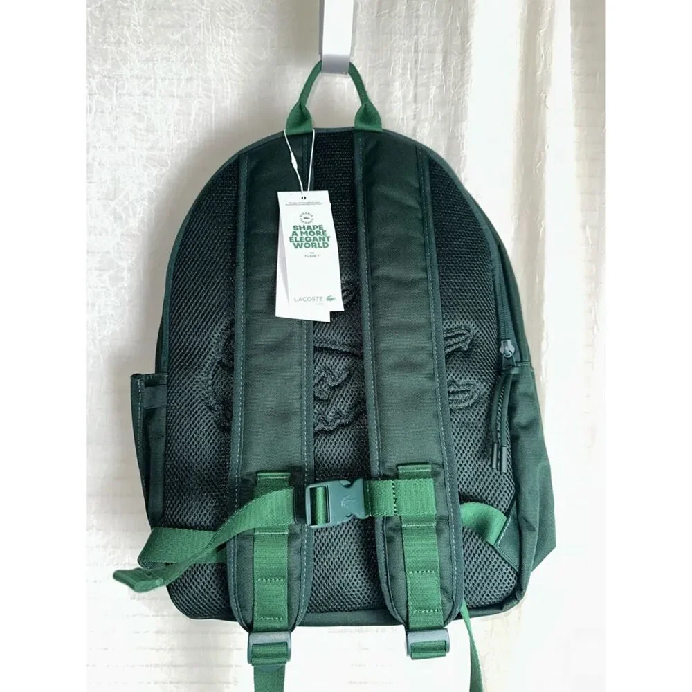 LACOSTE HUNTER GREEN SINOPLE BACKPACK PENCIL CASE Unisex 3 pocket